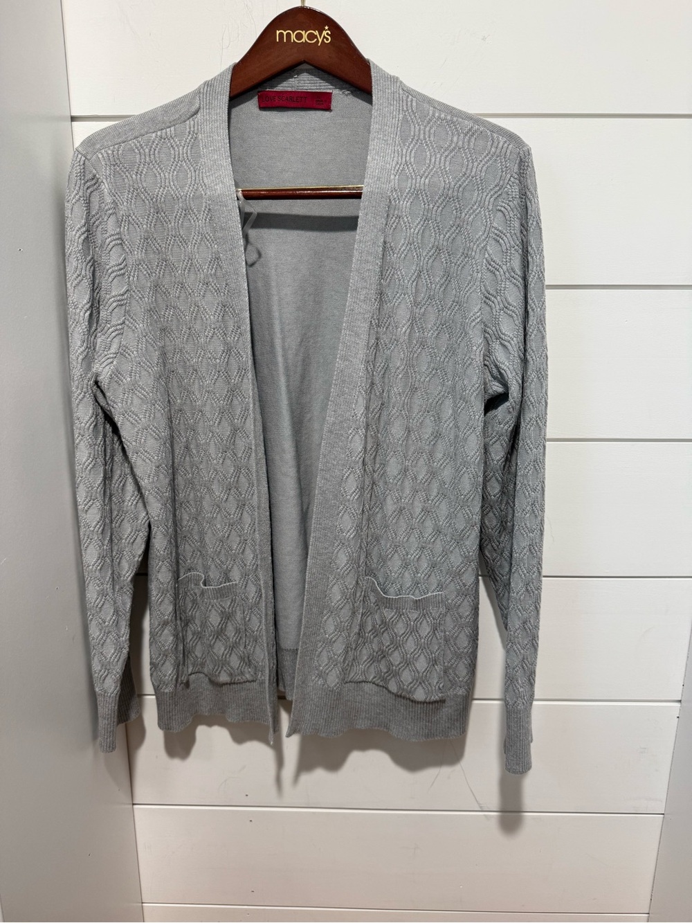 Light Gray Open-Front Knit Cardigan by Worth New York